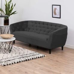 3-zitbank Isiah 191cm - Donkergrijs