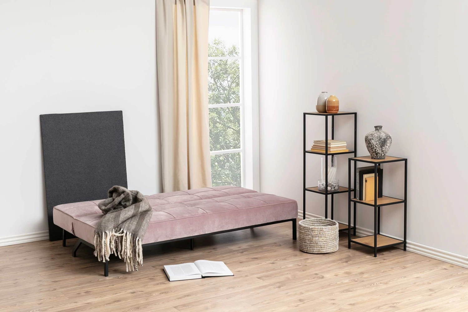 Slaapbank Giovanni - Oudroze/zwart 6 Slaapbank Giovanni - Oudroze/zwart - Afbeelding 6