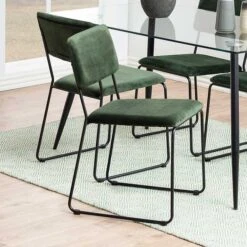 Fluwelen Stoel Nelly - Bosgroen/zwart