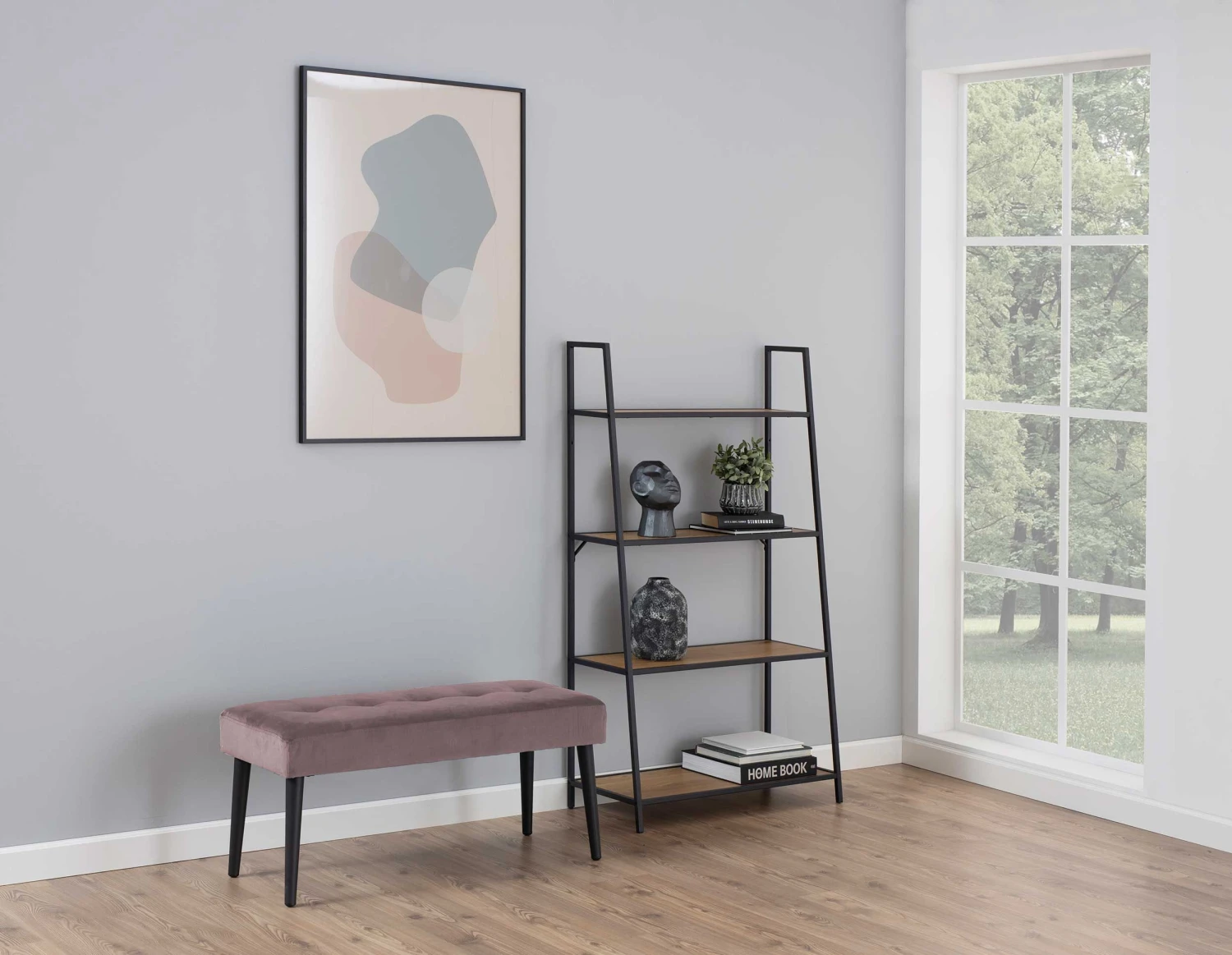 Bank Gloria 95cm - Roze/zwart 7 Bank Gloria 95cm - Roze/zwart - Afbeelding 7