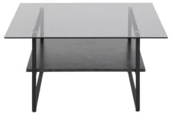 Salontafel Yanna 80x80 Met Glazen Blad - Marmer/zwart -Emob 0000089403 2 5598