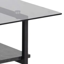 Salontafel Yanna 80x80 Met Glazen Blad - Marmer/zwart -Emob 0000089403 7 6d3c
