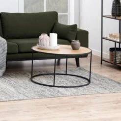 Salontafel Dover Ø80 - Zwart/wilde Eik