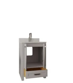 Jussara Badkamermeubelset | MDF Gelakt | Aanrechtblad Wit Kwarts | Grijs -Emob 138JSR1151 20 205 30b5