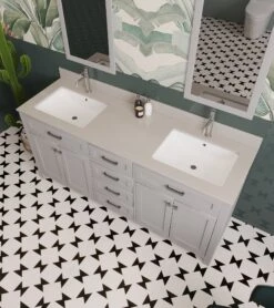 Jussara Badkamermeubelset | Grijs | 3-delig | 100% Massief Hout | Aanrechtblad Van Wit Kwarts -Emob 138JSR1157 20 203 f56c