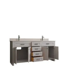 Jussara Badkamermeubelset | Grijs | 3-delig | 100% Massief Hout | Aanrechtblad Van Wit Kwarts -Emob 138JSR1157 20 205 f3a8