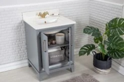 Jussara Badkamermeubelset (2 Stuks) | Donkergrijs | Kwarts Aanrechtblad | Lade Van Marien Hout -Emob 138JSR1193 20 203 c91a