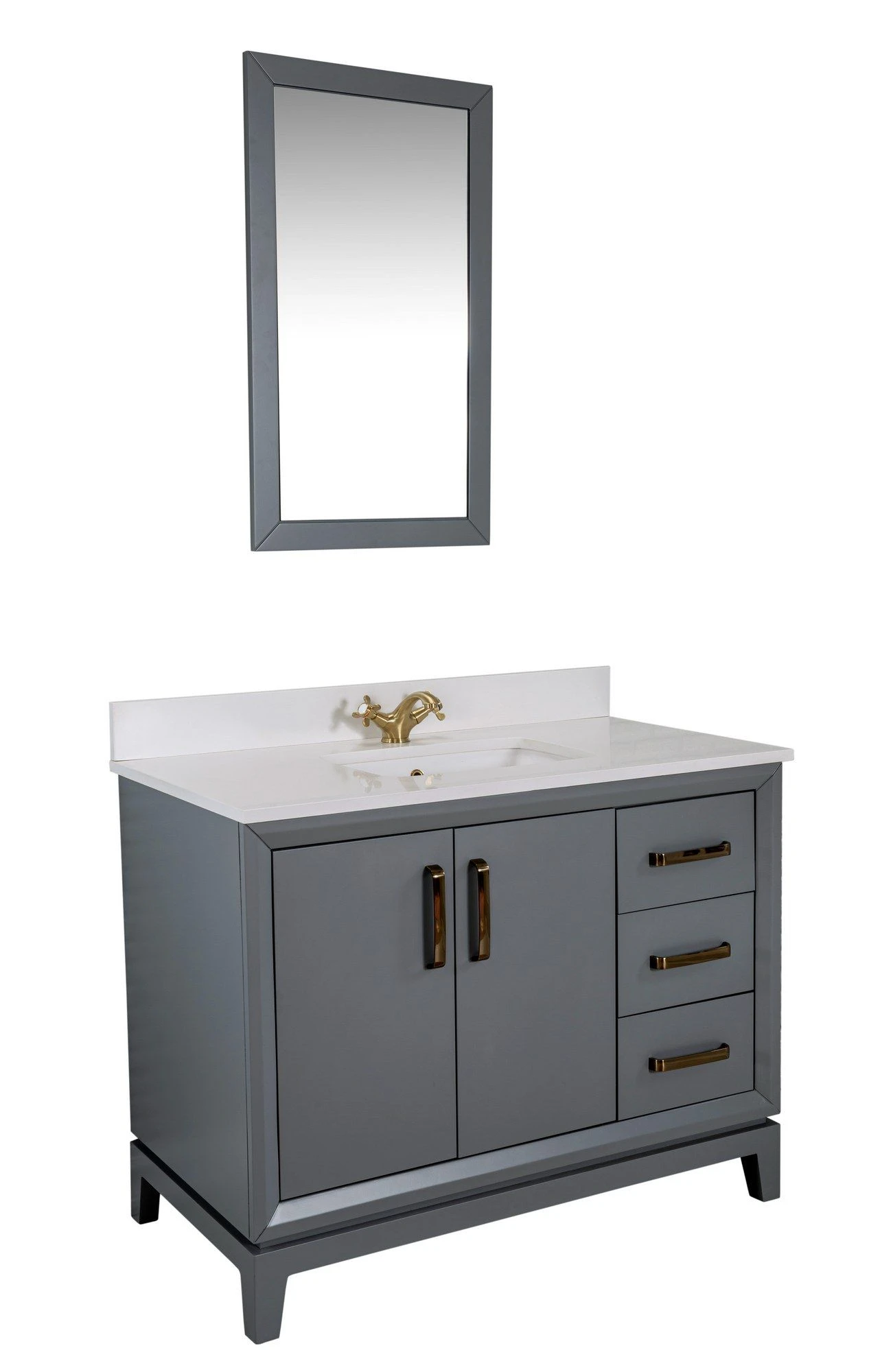 Jussara Badkamermeubelset | 2-delig | 100% Massief Hout | Kwartsblad Wit | Donkergrijs 2 Jussara Badkamermeubelset | 2-delig | 100% Massief Hout | Kwartsblad Wit | Donkergrijs - Afbeelding 2