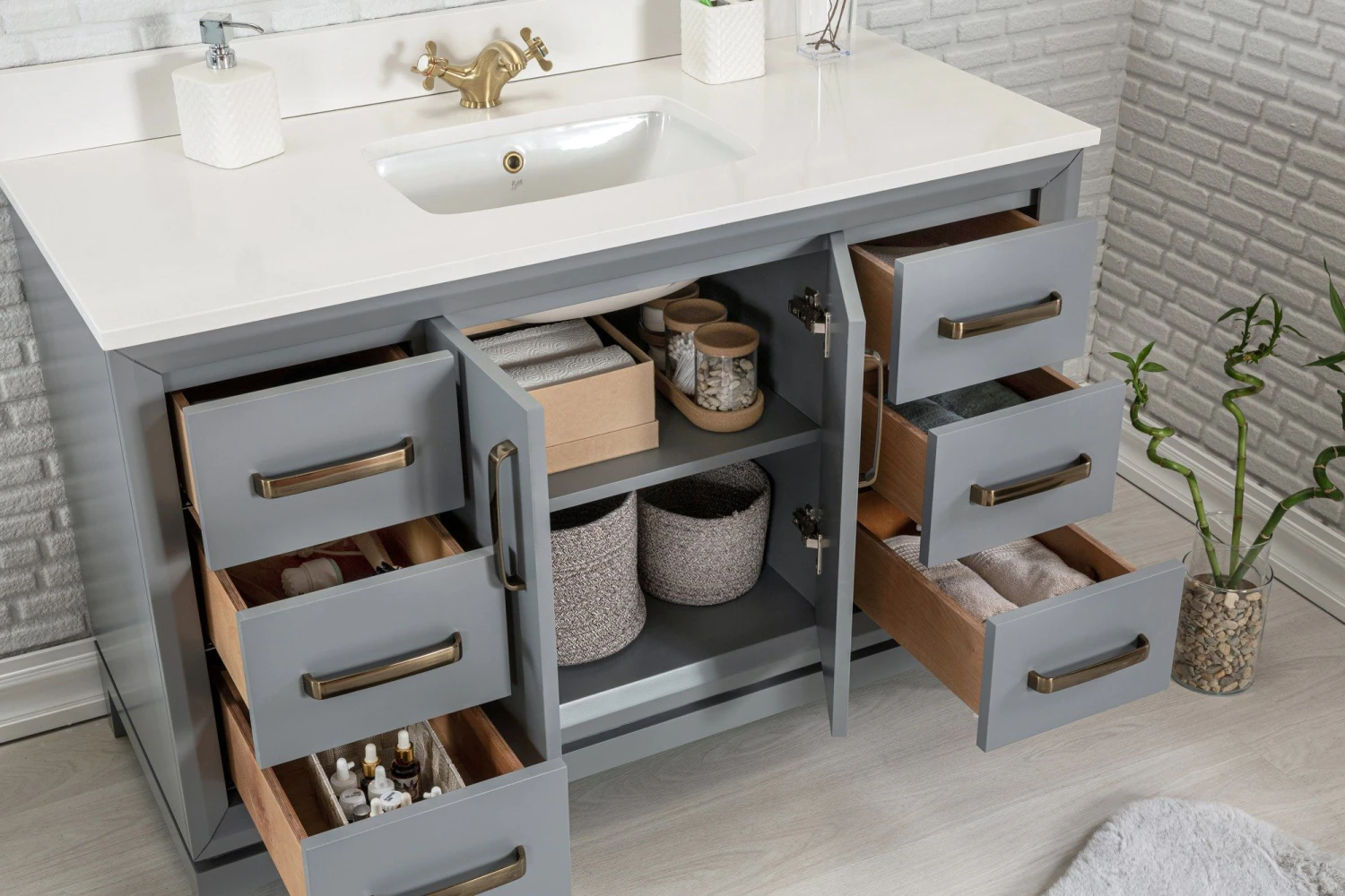 Jussara Badkamermeubelset (2-delig) | MDF GEKWARKT | Aanrechtblad Wit Kwarts 6 Jussara Badkamermeubelset (2-delig) | MDF GEKWARKT | Aanrechtblad Wit Kwarts - Afbeelding 6