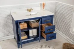 Jussara Badkamermeubelset | 2-delig | 100% Massief Hout | Aanrechtblad Van Kwarts | Donkerblauw -Emob 138JSR1204 20 203 5f76