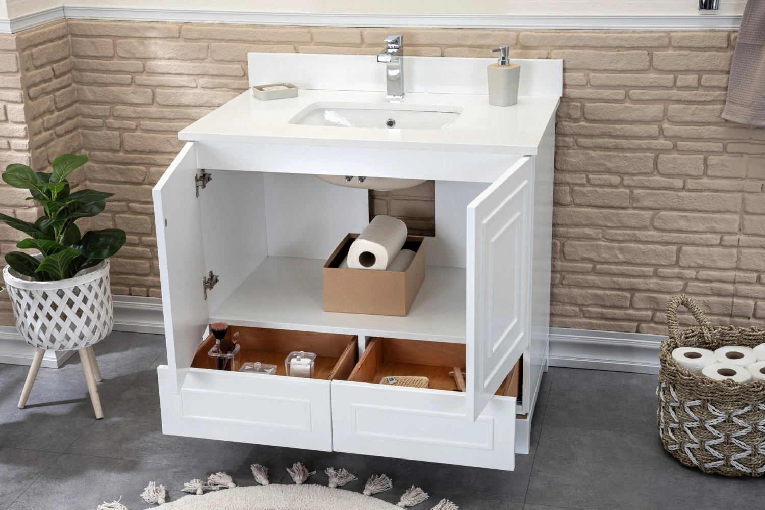 Jussara Badkamermeubelset | Aanrechtblad Wit Kwarts | 2-delig 5 Jussara Badkamermeubelset | Aanrechtblad Wit Kwarts | 2-delig - Afbeelding 5