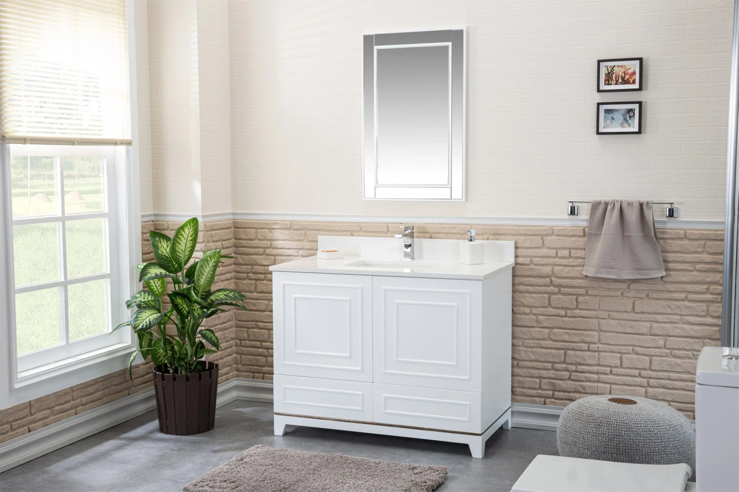 Jussara Badkamermeubelset | 100% Massief Hout | Aanrechtblad Wit Kwarts 6 Jussara Badkamermeubelset | 100% Massief Hout | Aanrechtblad Wit Kwarts - Afbeelding 6