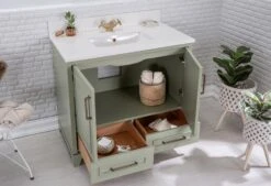 Jussara Badkamermeubelset (2 Stuks) | 100% Gelakt MDF | Aanrechtblad Van Kwarts | Groen -Emob 138JSR1238 20 203 2ea5