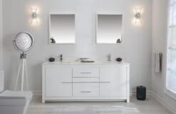 Jussara Badkamermeubelset | 3-delige Set | 100% Gelakt MDF En Kwarts Aanrechtblad