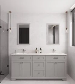 Jussara Badkamermeubelset | 3delig | Grijs | MDF | Aanrechtblad Van Kwarts