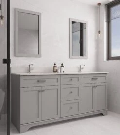 Jussara Badkamermeubelset | 3delig | Grijs | MDF | Aanrechtblad Van Kwarts -Emob 138JSR1359 20 204 e76e