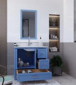 Jussara Badkamermeubelset | Blauw | 2st | LEKKER MDF | Kwarts Aanrechtblad | Lade Van Marien Hout -Emob 138JSR1383 20 204 c67a