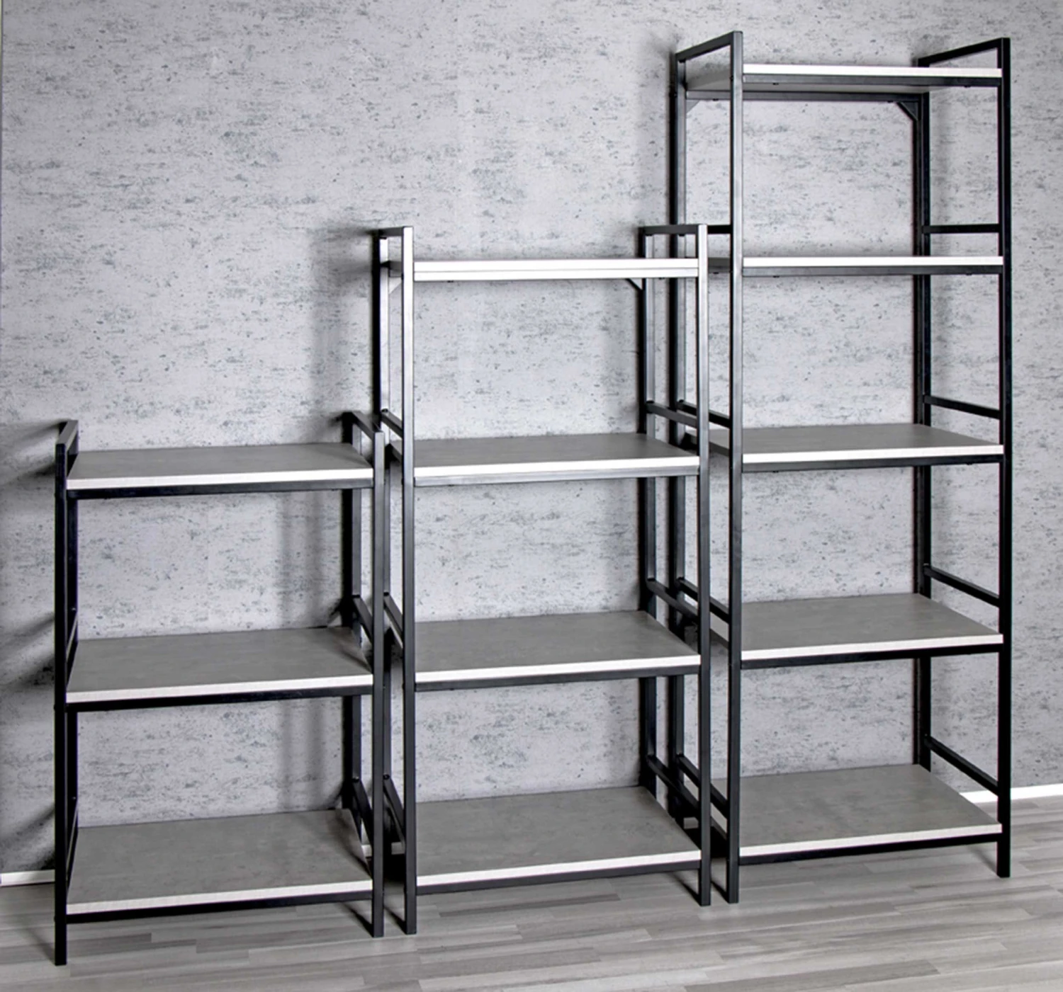 Wandrek Dukan 60cm 5 Legplanken - Zwart/beton 5 Wandrek Dukan 60cm 5 Legplanken - Zwart/beton - Afbeelding 5