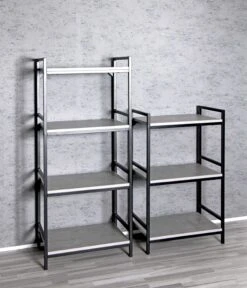 Wandrek Dukan 60 Cm 4 Legplanken - Zwart/beton -Emob 14654 14655 Hintergrund 366a