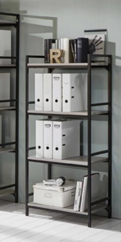 Wandrek Dukan 60 Cm 4 Legplanken - Zwart/beton -Emob 14654 Milieu aa68