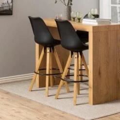 Barstoel Dimar - Zwart/eik