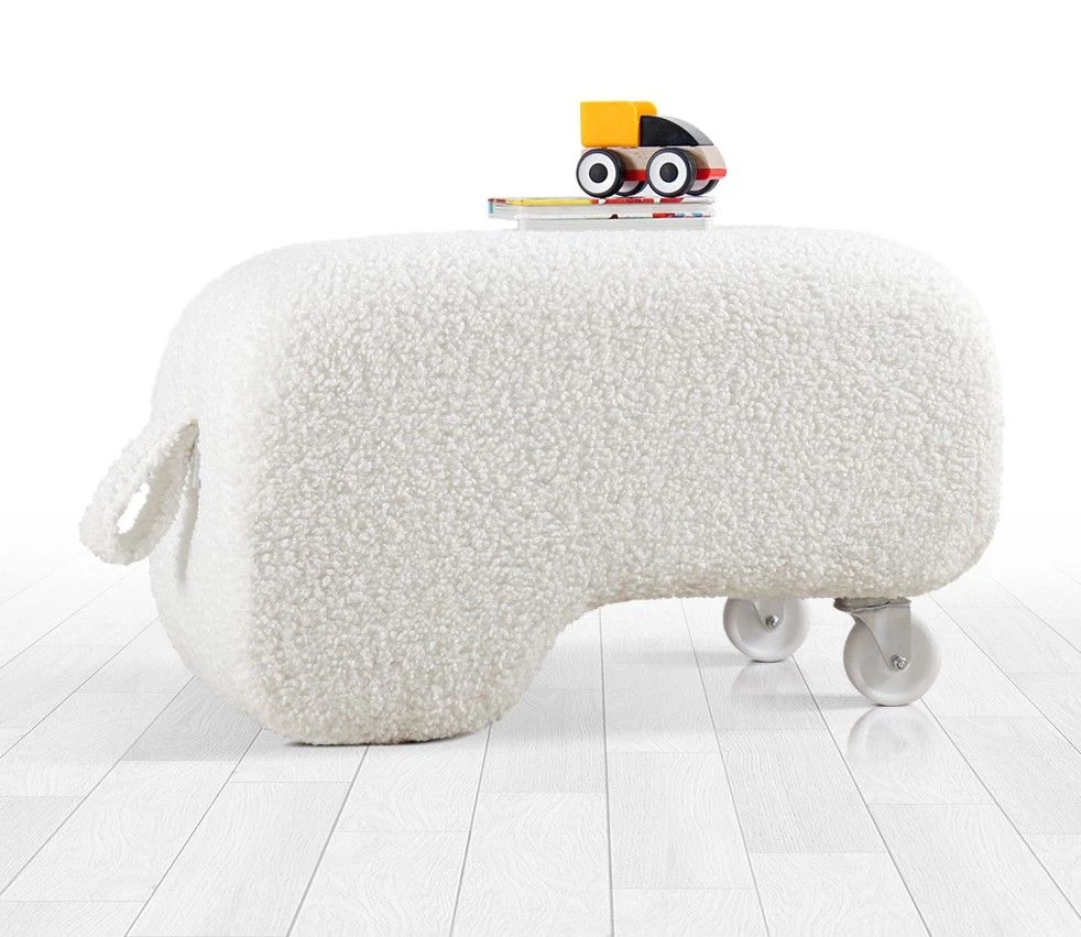 Bontfluwelen Poef | 35cm Orthospons | Wit 1 Bontfluwelen Poef | 35cm Orthospons | Wit