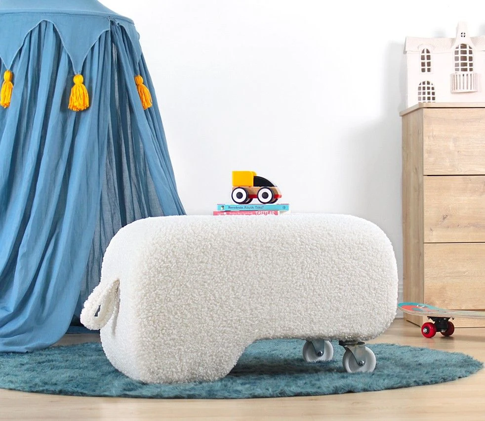 Bontfluwelen Poef | 35cm Orthospons | Wit 6 Bontfluwelen Poef | 35cm Orthospons | Wit - Afbeelding 6