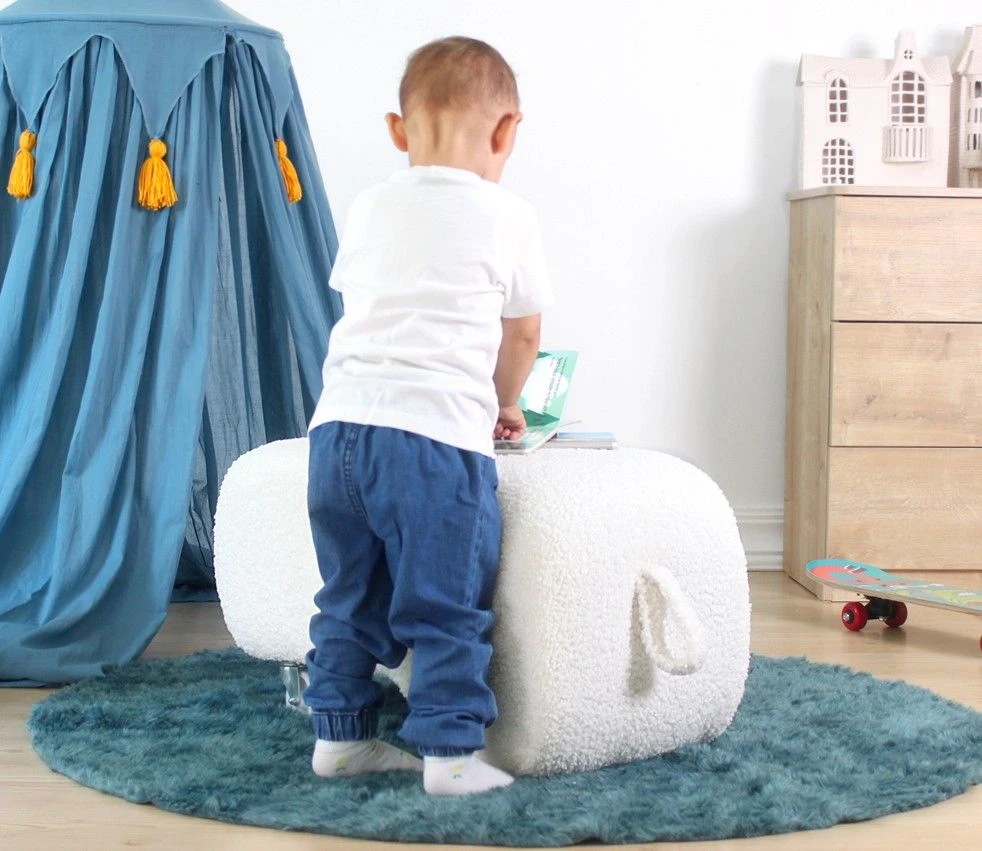 Bontfluwelen Poef | 35cm Orthospons | Wit 5 Bontfluwelen Poef | 35cm Orthospons | Wit - Afbeelding 5