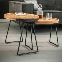 Set Van 2 Ovale Bijzettafeltjes Duncle Acacia