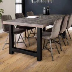 Eettafel Ron 200x100 Industrieel - Grey Wash Acacia