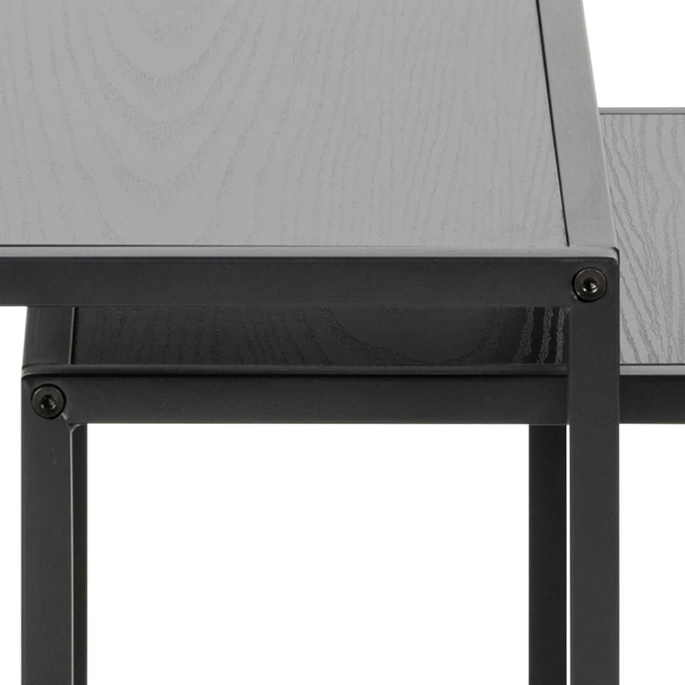 Set Van 2 Bijzettafeltjes Seaford - Zwart 5 Set Van 2 Bijzettafeltjes Seaford - Zwart - Afbeelding 5