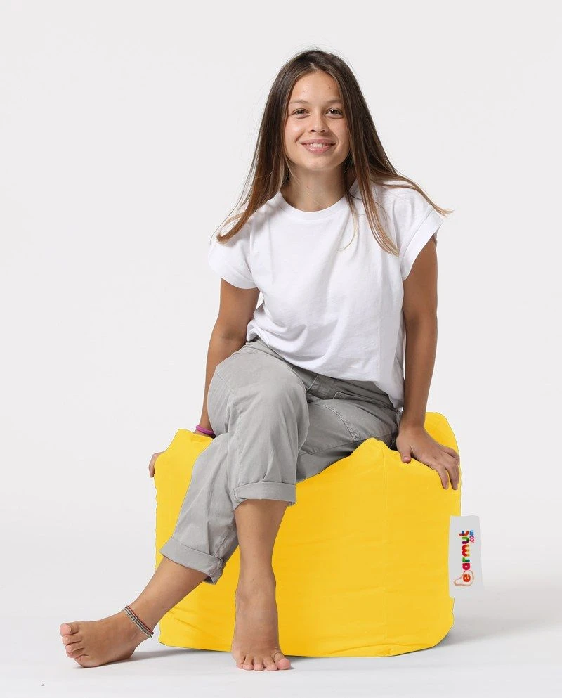 Atelier Del Sofa Poef- Hoge Dichtheid Gerecycled Piepschuim, Waterbestendig, Geel 4 Atelier Del Sofa Poef- Hoge Dichtheid Gerecycled Piepschuim, Waterbestendig, Geel - Afbeelding 4