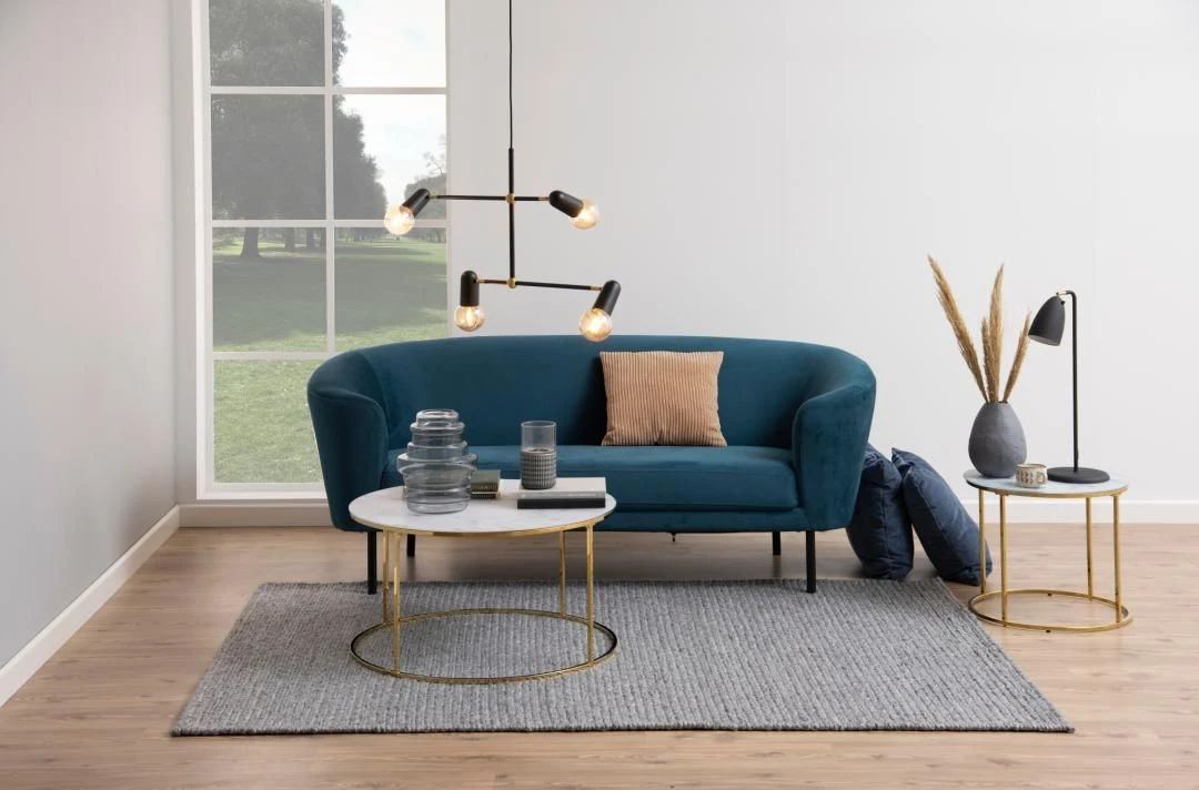 Salontafel Dejan ø80cm - Goud/wit Marmer 2 Salontafel Dejan ø80cm - Goud/wit Marmer - Afbeelding 2