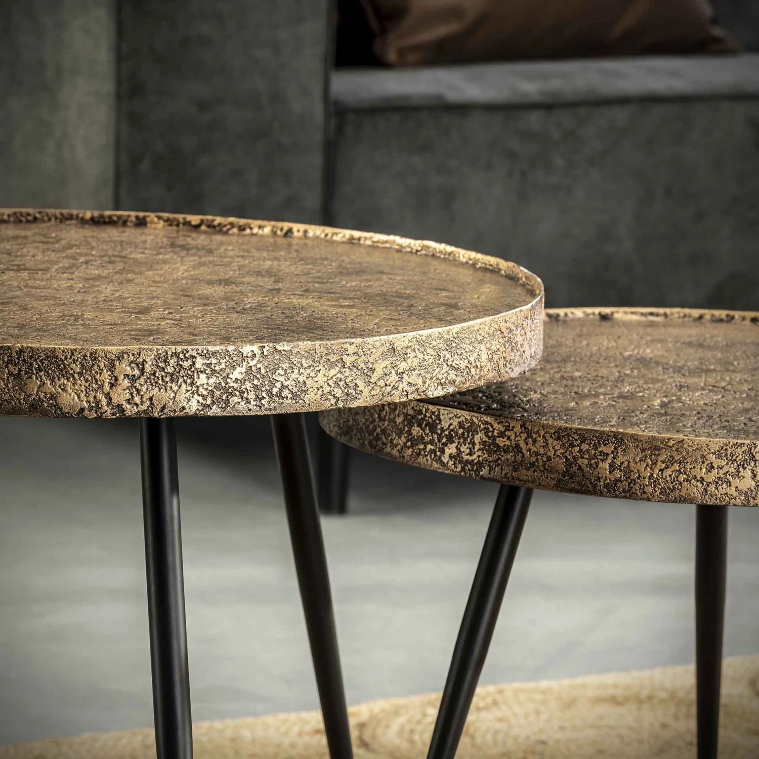 Set Van 2 Salontafels Pomi - Brons Antiek 2 Set Van 2 Salontafels Pomi - Brons Antiek - Afbeelding 2