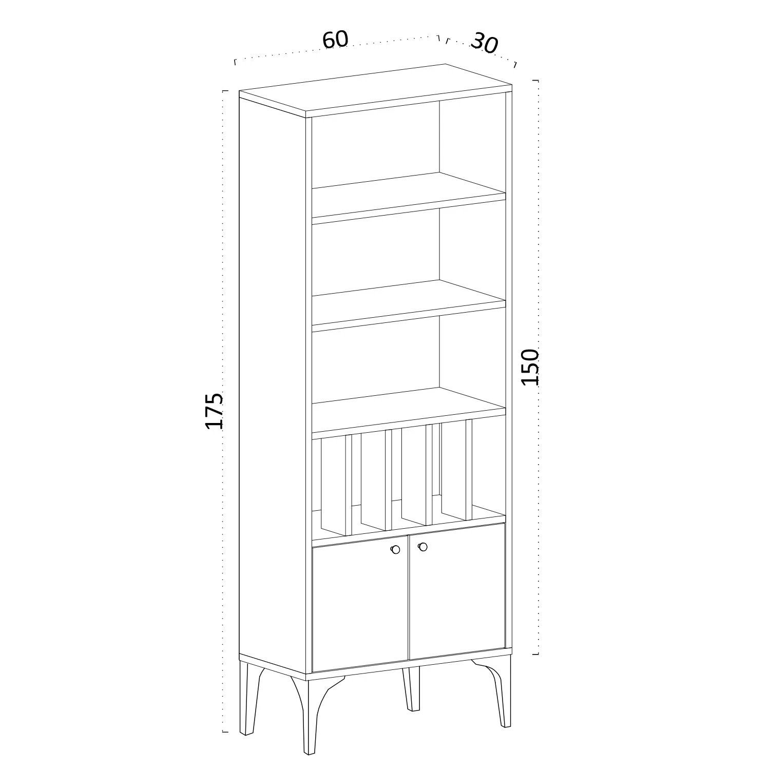Boekenplank Emerald 60x175x30cm | Witte Afwerking 2 Boekenplank Emerald 60x175x30cm | Witte Afwerking - Afbeelding 2