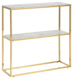 Sidetable Anika 80x26cm 1 Legplank - Wit Marmer/ Goud -Emob 39CC735F 8D99 4E47 A6C5 E0EF4FE20397 843c