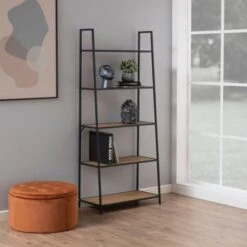 Wandrek Dover 77cm 5 Legplanken - Zwart/wilde Eik