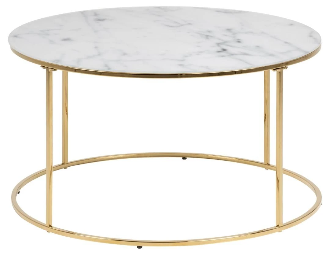Salontafel Dejan ø80cm - Goud/wit Marmer 6 Salontafel Dejan ø80cm - Goud/wit Marmer - Afbeelding 6