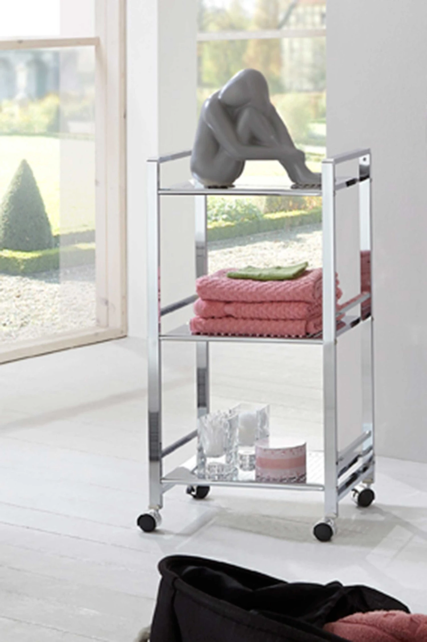 Rek Op Wielen Burak, 3 Legplanken - Grijs 2 Rek Op Wielen Burak, 3 Legplanken - Grijs - Afbeelding 2