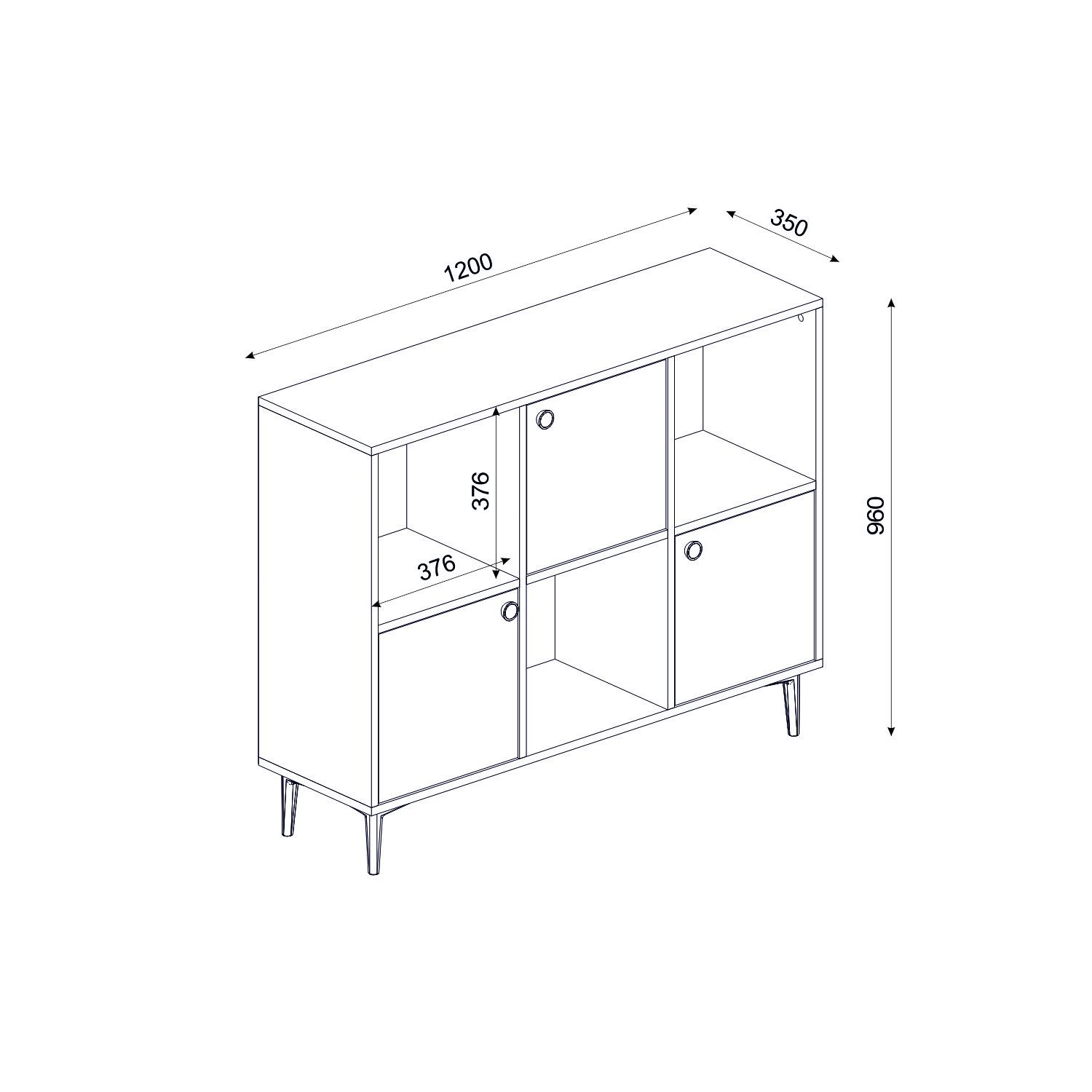 Olivia Dressoir | 100% Melamine |18mm | 120x96x35 | Saffier Eik 7 Olivia Dressoir | 100% Melamine |18mm | 120x96x35 | Saffier Eik - Afbeelding 7