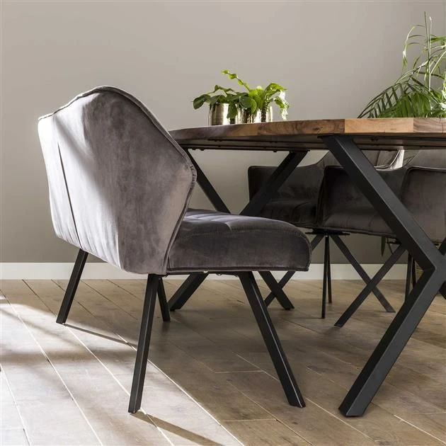 Eetkamerbank Rilla 180cm Velours - Antraciet 7 Eetkamerbank Rilla 180cm Velours - Antraciet - Afbeelding 7