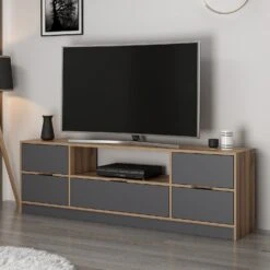 Woody Fashion TV-meubel | 100% Melamine Gecoat | Noten Antraciet -Emob 506MNR1118 20 203 0f73