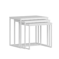 Woody Fashion Nesting Table Set - 3-Delig | Melamine Gecoat | Metalen Frame | Wit 12 Woody Fashion Nesting Table Set - 3-Delig | Melamine Gecoat | Metalen Frame | Wit -Emob 506MNR1206 20 205 9513
