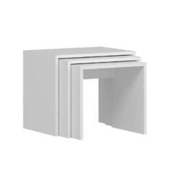 Modieuze Woody Nesting Table Set: 3P, Melamine Gecoat, Wit -Emob 506MNR1214 20 205 3a4d