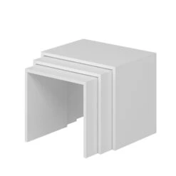 Modieuze Woody Nesting Table Set: 3P, Melamine Gecoat, Wit -Emob 506MNR1214 20 207 bd37