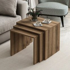 Woody Fashion Nesting Tables (3 Stuks) | 100% Melamine | Walnoot