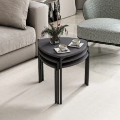Woody Fashion Nesting Tables - 3 C Set | 100% Melamine Gecoat | Metalen Frame | Antraciet 12 Woody Fashion Nesting Tables - 3 C Set | 100% Melamine Gecoat | Metalen Frame | Antraciet -Emob 506MNR1223 20 203 ec7d