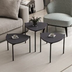 Woody Fashion Nesting Tables - 3 C Set | 100% Melamine Gecoat | Metalen Frame | Antraciet 11 Woody Fashion Nesting Tables - 3 C Set | 100% Melamine Gecoat | Metalen Frame | Antraciet -Emob 506MNR1223 20 204 ddb6
