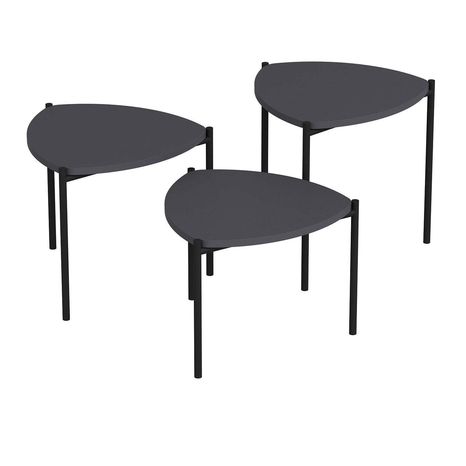 Woody Fashion Nesting Tables - 3 C Set | 100% Melamine Gecoat | Metalen Frame | Antraciet 2 Woody Fashion Nesting Tables - 3 C Set | 100% Melamine Gecoat | Metalen Frame | Antraciet - Afbeelding 2