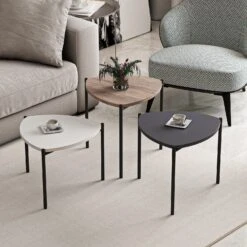 Houten Nesting Tables Set | 3 Stuks | Melamine Gecoat | Metalen Frame | Wit Antraciet Noten 13 Houten Nesting Tables Set | 3 Stuks | Melamine Gecoat | Metalen Frame | Wit Antraciet Noten -Emob 506MNR1224 20 202 417e